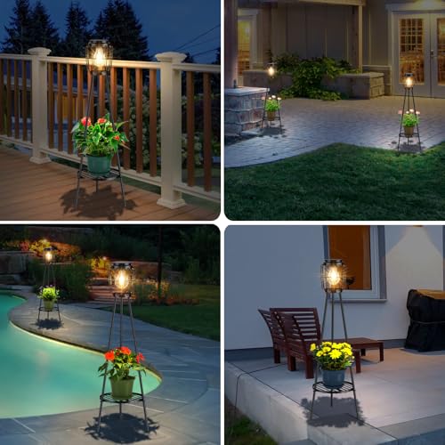 2 Pack Solar Lights Outdoor with Plant Stands - Metal Tripod Patio Decor M835880