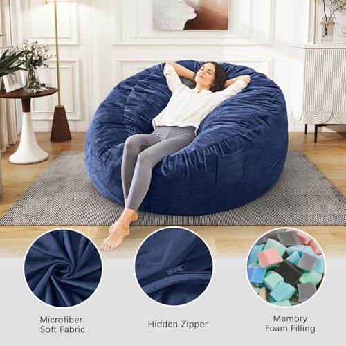Giant Bean Bag Chair for Adults Convertible Bed with Microfiber Cover Charcoal G62613
