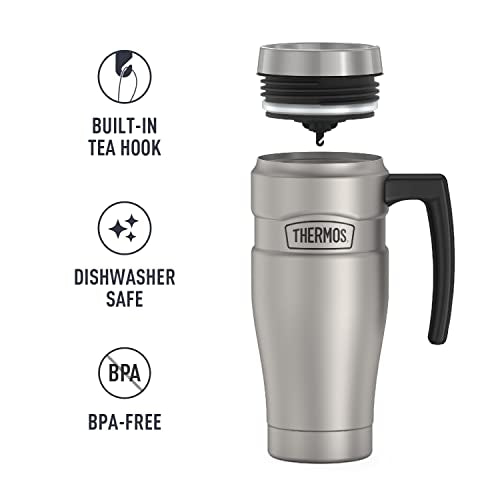 THERMOS Stainless King Vacuum-Insulated Travel Mug, 16 oz, Matte Stainless Steel R1172