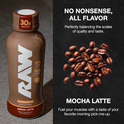 RAW Ready-to-Drink Protein Shake, Mocha Latte, 12 Fl Oz D1845