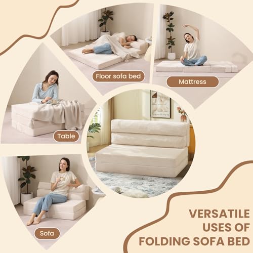 Folding Sofa Bed Convertible Sleeper Chair with Pillow, Grey D49904