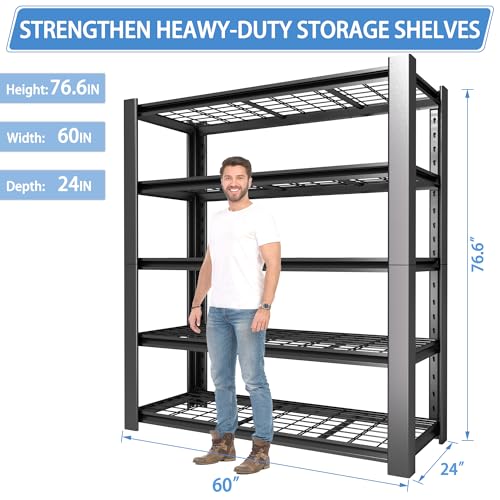5-Tier Heavy Duty Garage Shelving Unit with Wire Shelves, 3000 LBS Capacity Metal Storage Rack F76801