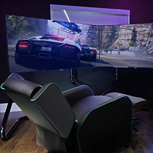 LEMBERI Gaming Recliner Chair PU Leather Ergonomic Racing Style Grey B4055