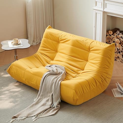 Bean Bag Chair for Adults Suede Microfiber Fireside Floor Chair 3-Seater Beige F151744