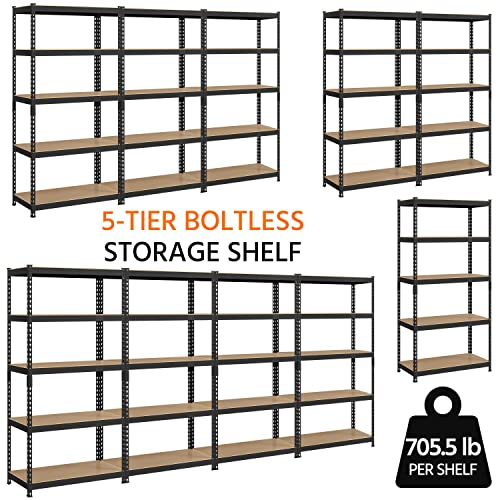 Yaheetech 5-Tier Heavy Duty Garage Shelving Unit, Adjustable Metal Storage Rack, Blue J339478