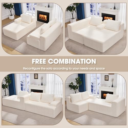 Modular Sectional Sofa L-Shape Couch with Oversized Chaise, Grey Stripe I49459