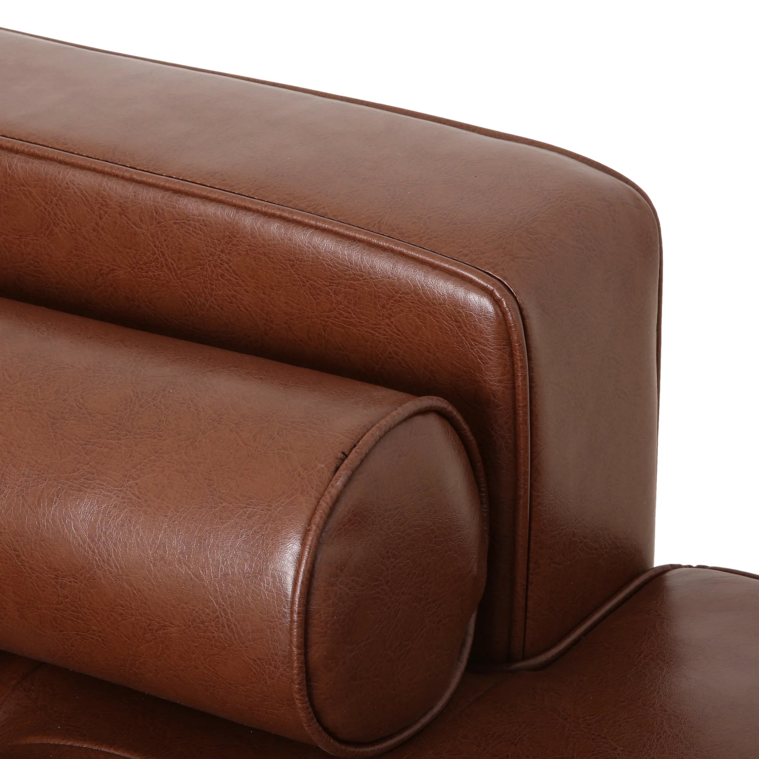 GDF Studio Hixon Faux Leather Tufted Chaise Lounge, Cognac Brown X215