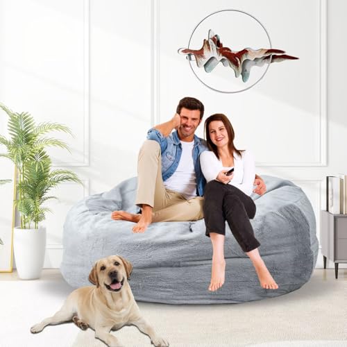 Bean Bag Chair for Adults 3FT, Soft Removable Cover, Light Gray M535251