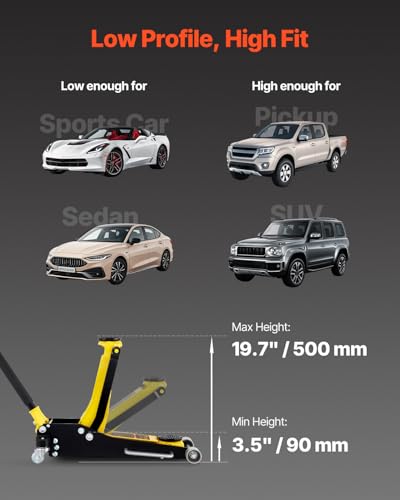 VEVOR 3 Ton Low Profile Aluminum Steel Racing Floor Jack with Dual Pistons Quick Lift Pump Q822