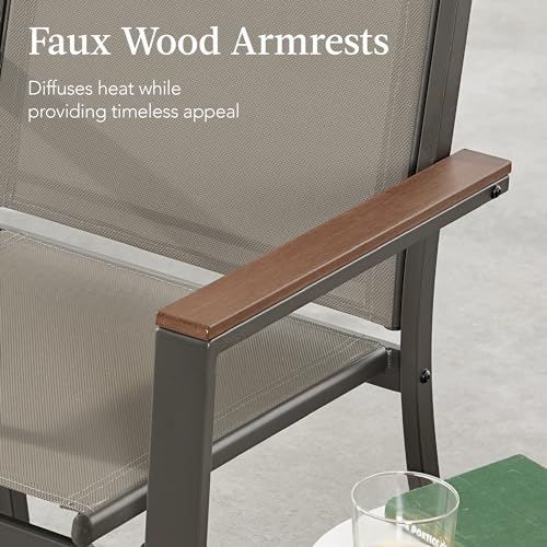 Best Choice Products 4-Piece Textilene Patio Conversation Set with Steel Frame, Taupe/Charcoal T8603