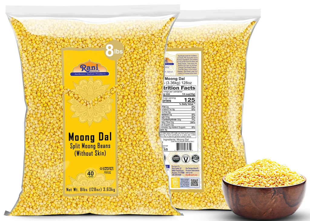 Rani Moong Dal Split Mung Beans Without Skin Lentils 128oz (8lbs) 3.63kg Bulk P4727