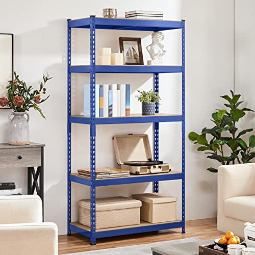 Yaheetech 5-Tier Heavy Duty Garage Shelving Unit, Adjustable Metal Storage Rack, Blue J339478