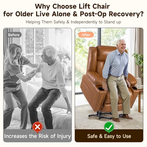 Large Power Lift Chair Recliner for Elderly with Heat and Massage, Dark Brown W500