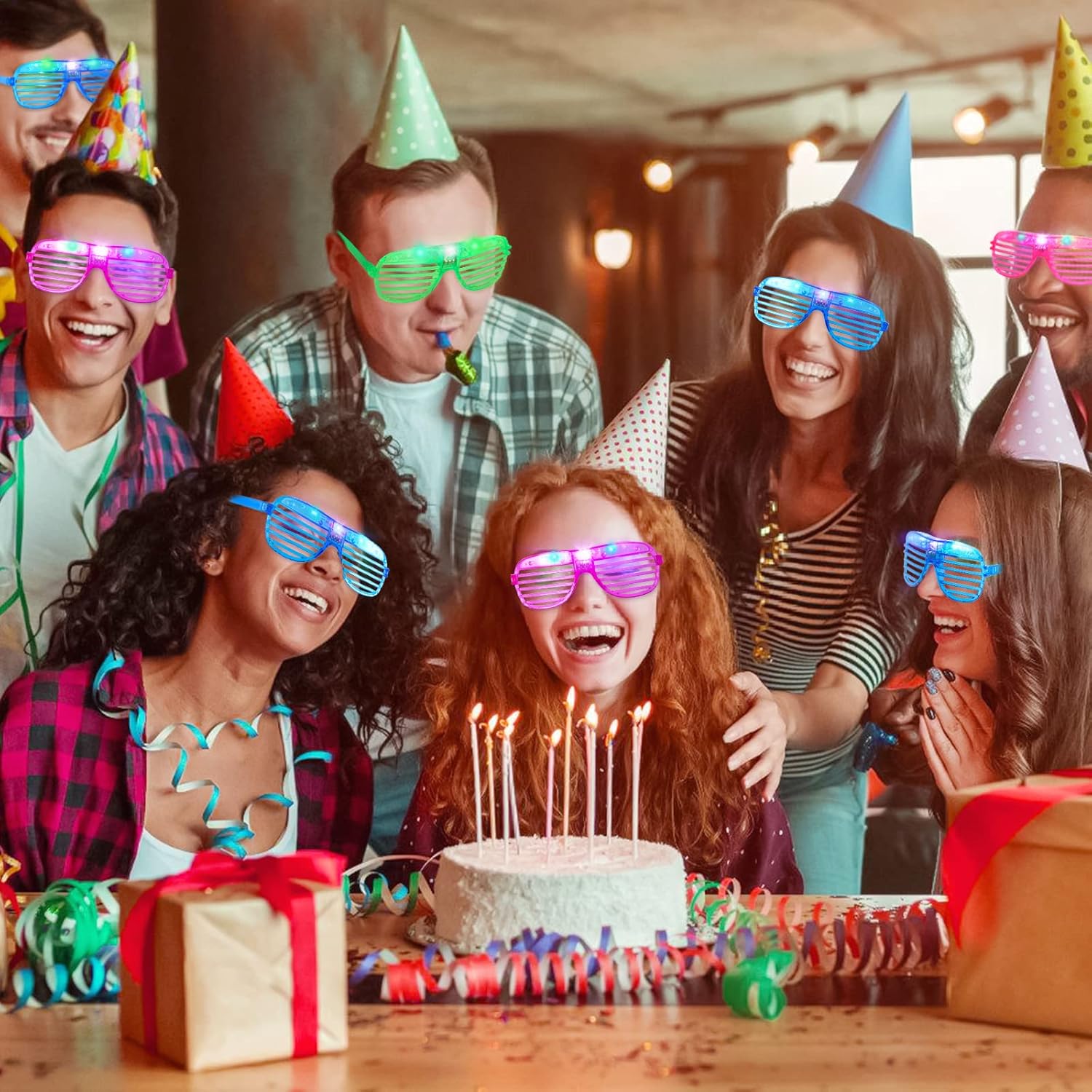 Hxezoc 15 Pack LED Glow in The Dark Glasses for Kids Adults Party Favors V48252