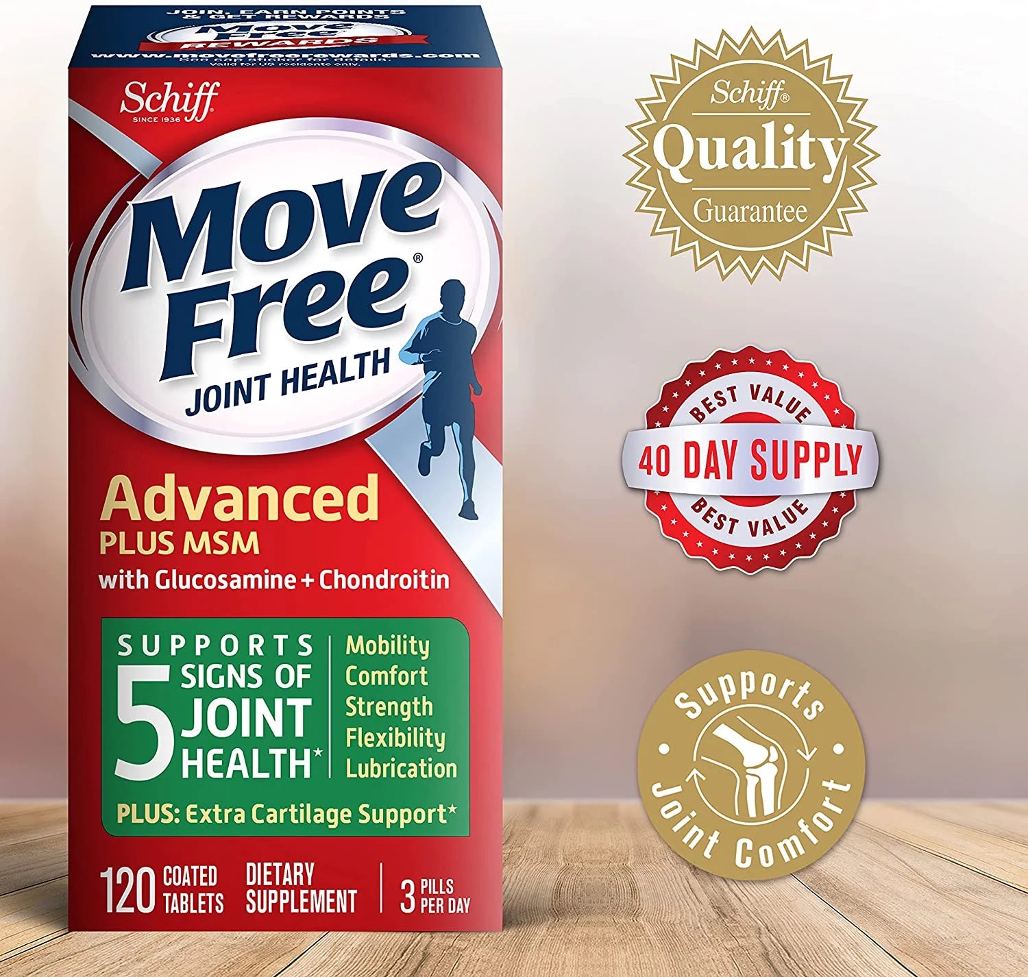 Move Free Glucosamine Chondroitin MSM Joint Supplement, 120 Count S489