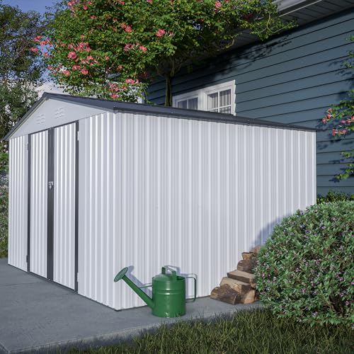 Outdoor Storage Shed 6x4 Ft, Heavy-Duty Resin Tool Shed with Lockable Doors Z7258