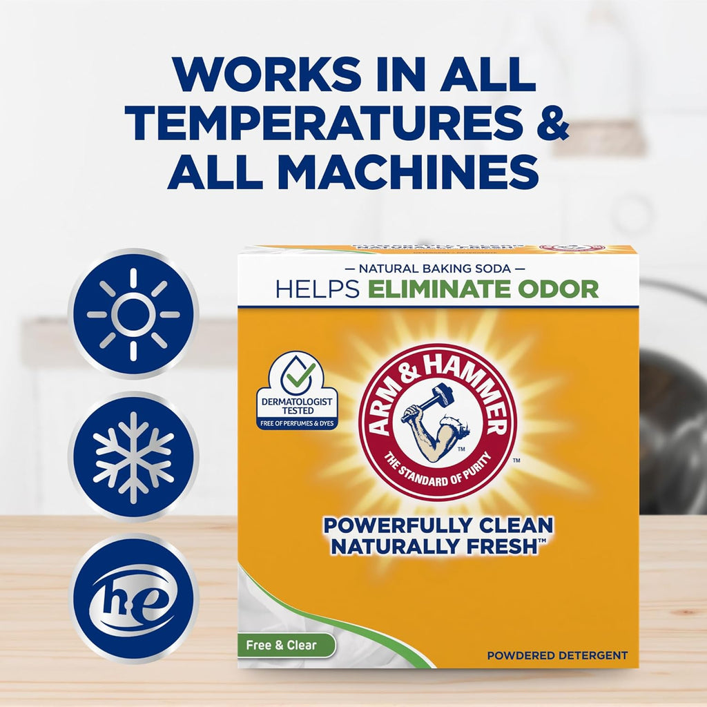 Arm & Hammer Laundry Detergent Powder, Free of Perfume & Dyes, 100 Loads S7263