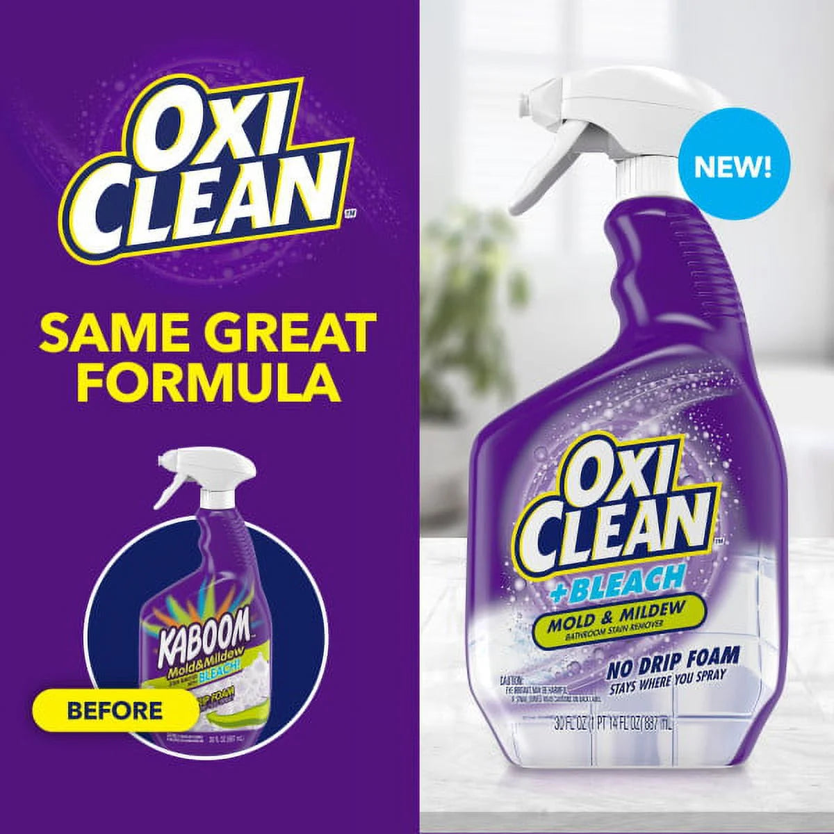 OxiClean Plus Bleach No Drip Foam Mold & Mildew Bathroom Stain Remover 30 oz. Pack of 4 M867