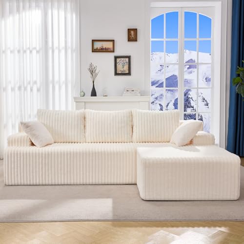 Modular Sectional Sofa L-Shape Couch with Oversized Chaise, Grey Stripe I49459