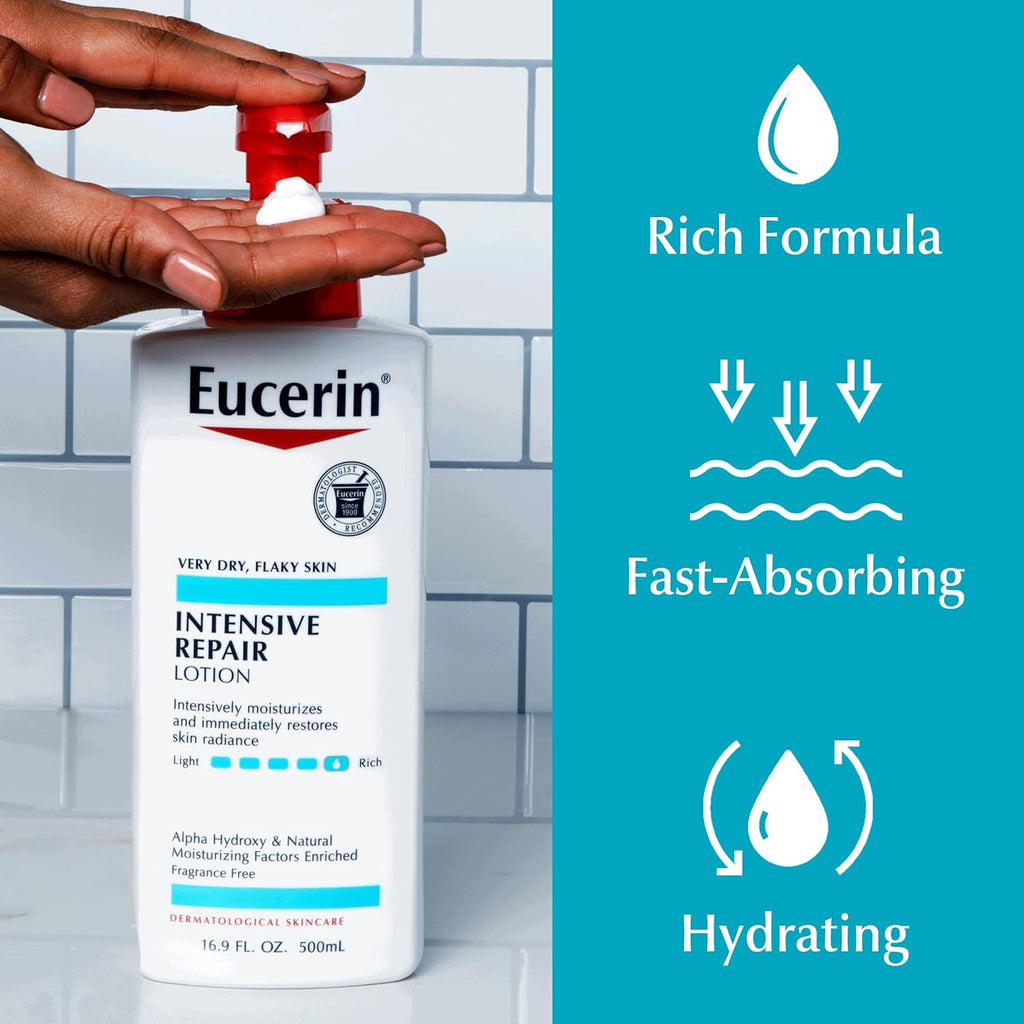Eucerin Intensive Repair Body Lotion for Very Dry Skin, Fragrance Free, 16.9 Fl Oz A4217