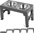 ZALALOVA Elevated Dog Bowls Stand with 2 Stainless Steel Dishes, Raised Dog Bowl Adjusts to 5 Heights (3.15", 8.9", 10",11.2", 12.4") for Medium and Large Dogs（Gray）