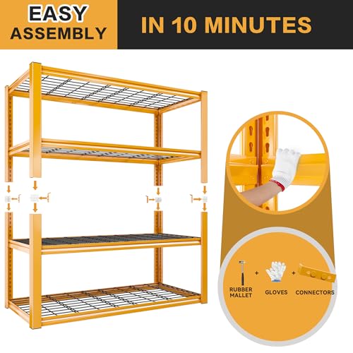 REIBII 40" W Garage Shelving 4-Tier Heavy Duty Adjustable Metal Shelves G342