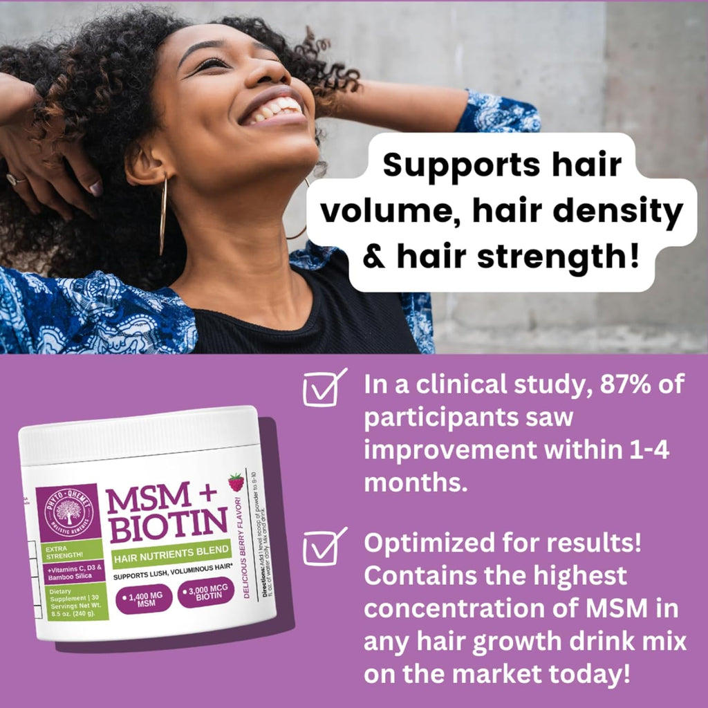Qhemet Biologics MSM + Biotin Hair Nutrient Blend Powder, 8.5 oz D125