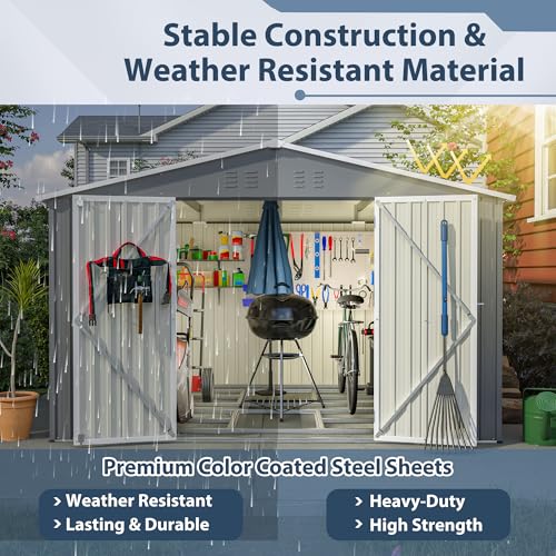 Outdoor Storage Shed 6x4 Ft, Heavy-Duty Resin Tool Shed with Lockable Doors Z7258