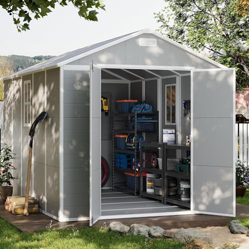 UDPATIO Outdoor Storage Shed 6x6 FT Resin Garden Shed with Lockable Door D90316