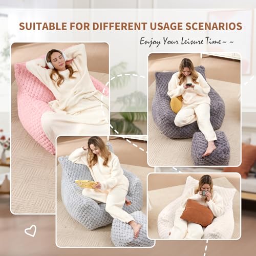 Big Bean Bag Chair for Adults with Foot Rest, Indoor Lounge Sofa P643