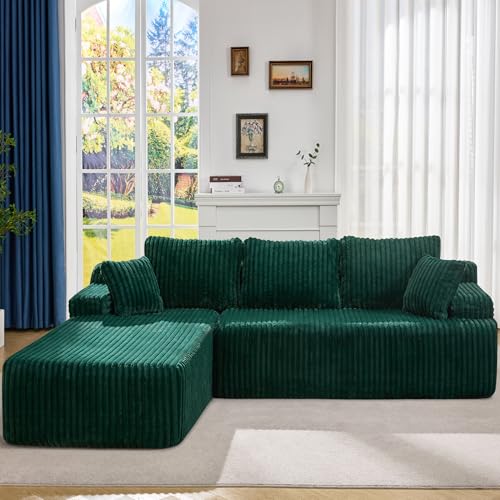 Modular Sectional Sofa L-Shape Couch with Oversized Chaise, Grey Stripe I49459