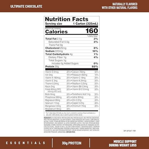 SlimFast Essentials 30g Vanilla Protein Shake, 12 Count F219