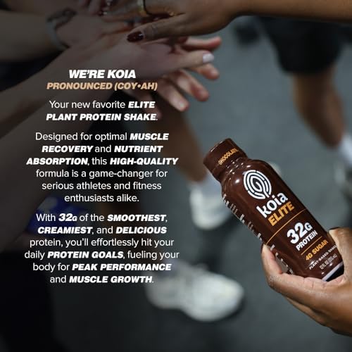 Koia Elite Plant Based Protein Shake, Chocolate, 32g Protein, 12 Fl Oz (Pack of 12) V5410