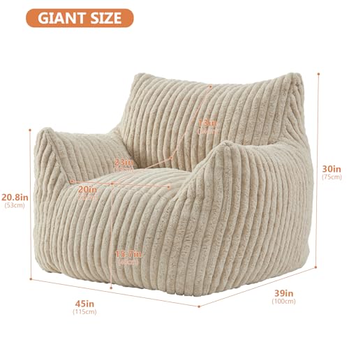 Giant Bean Bag Chair with Filling and Armrests for Adults Teens P241564