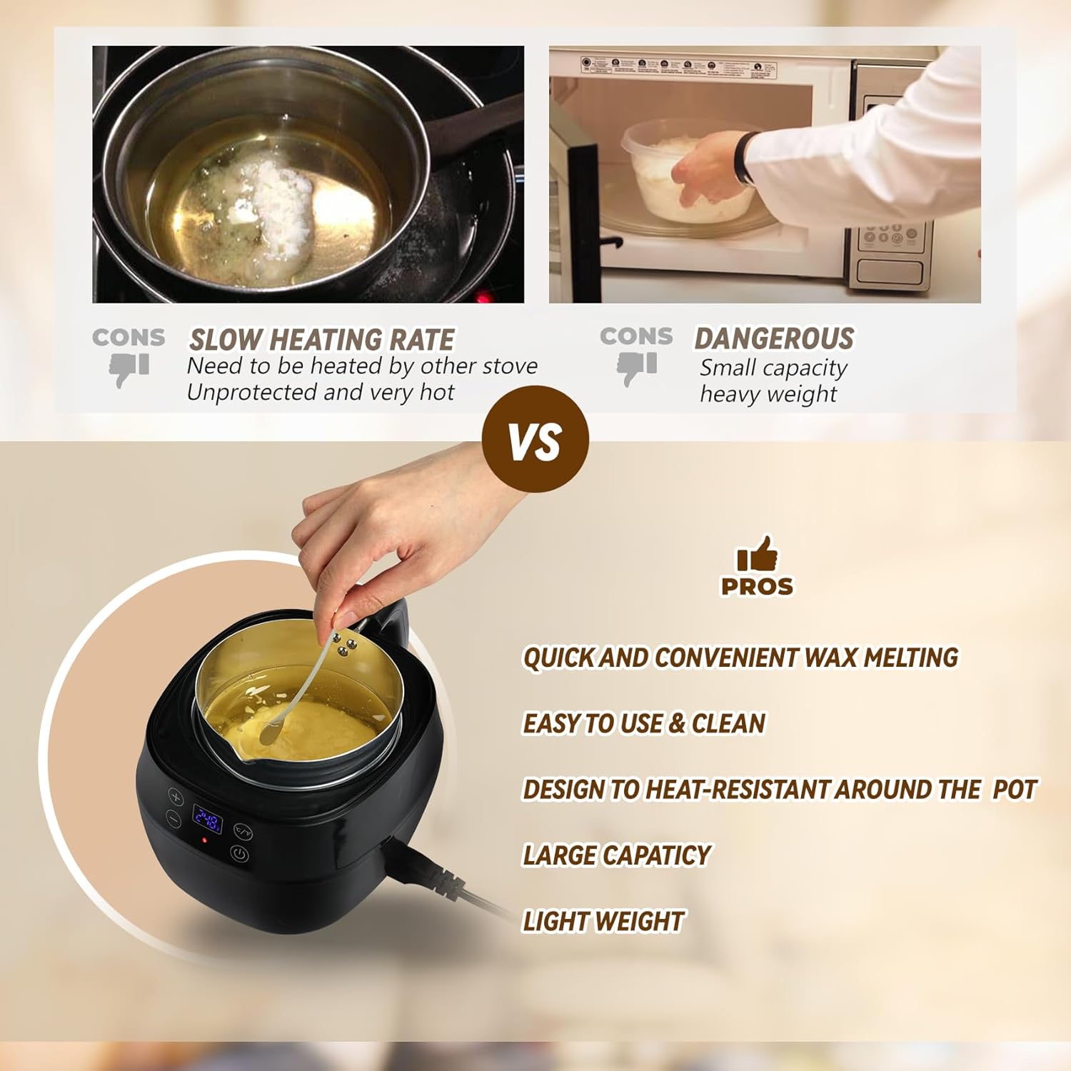 TCFUNDY Wax Melter for Candle Making, 1L Aluminum Pot with Digital Display Q274165