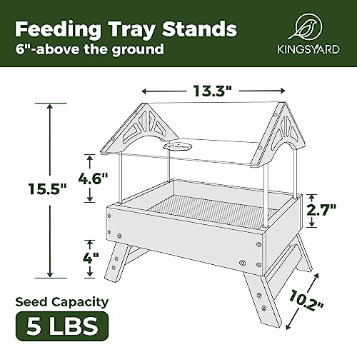 Kingsyard Ground Bird Feeder for Outdoors, Recycled Plastic Platform, 5 lbs Capacity, Brown T8804