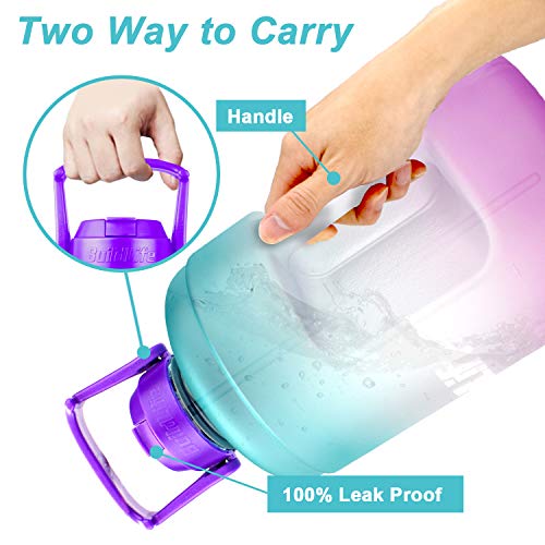 QuiFit 1 Gallon Water Bottle with Straw & Time Marker, BPA Free, Leak-Proof, Reusable, 128oz F698