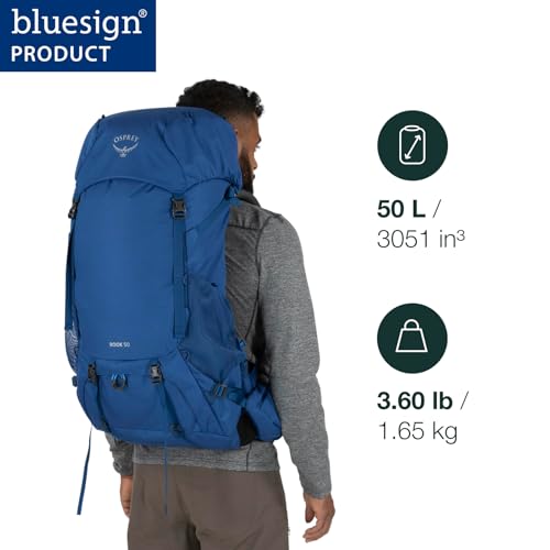 Osprey Rook 50L Men's Backpacking Backpack, Astology Blue/Blue Flame M63653
