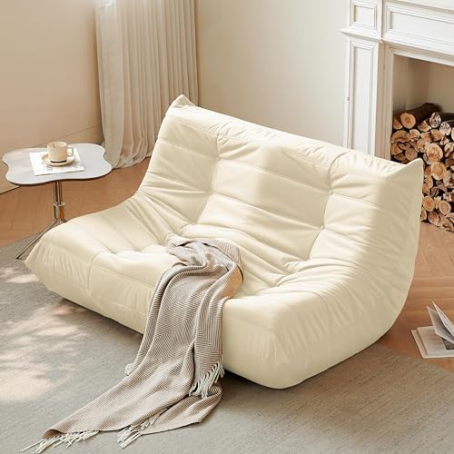 Bean Bag Chair for Adults Suede Microfiber Fireside Floor Chair 3-Seater Beige F151744