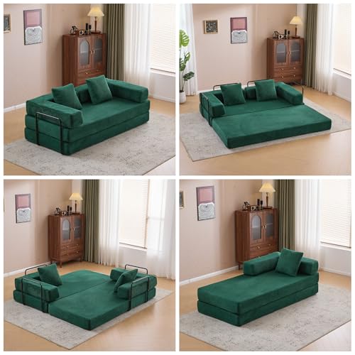 Convertible Floor Sofa Bed with Pillow Back and Armrest, Chenille, Dark Gray N4509