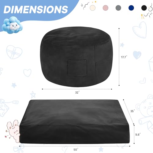 Giant Bean Bag Chair for Adults Convertible Bed with Microfiber Cover Charcoal G62613