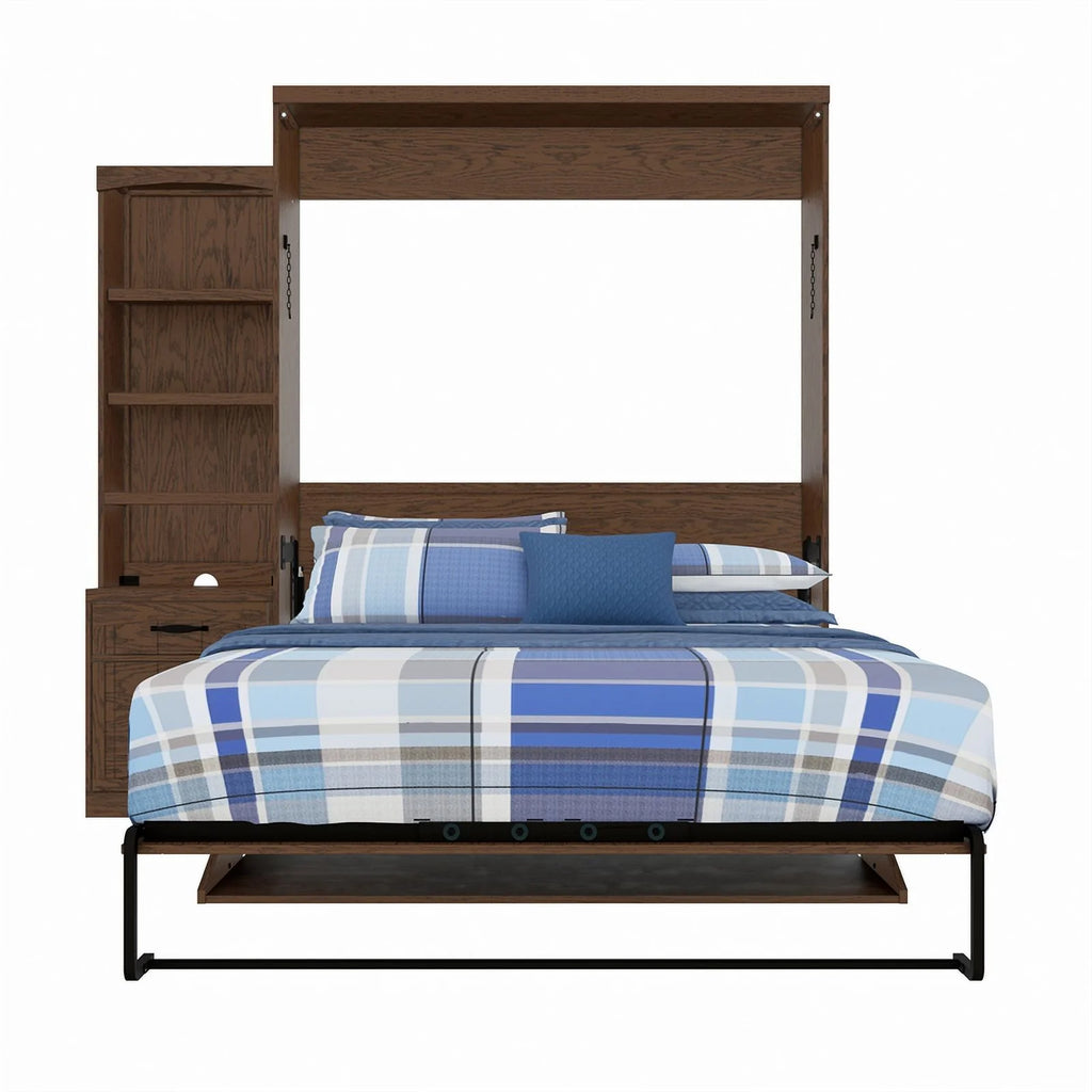 RoomAndLoft Cape Cod Wood Queen Murphy Wall Desk Bed with Shelf Storage, Brown U68106
