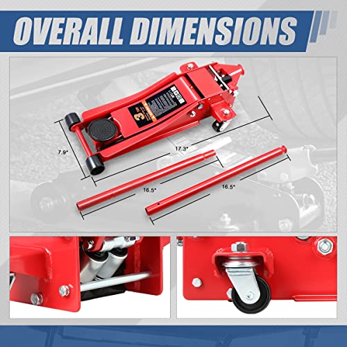 Auto Dynasty 4 Ton Low Profile Floor Jack, Heavy Duty Steel Hydraulic, Yellow B7990