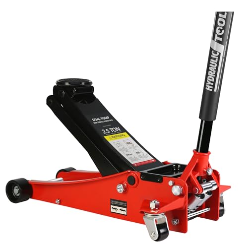 Pvillez Floor Jack, Heavy Duty Hydraulic Low Profile Steel Racing Jack, 2 Ton Capacity Blue H10635