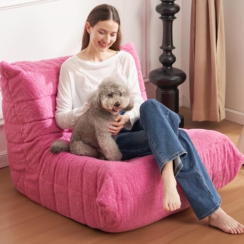 Bean Bag Chair Big Sofa for Adults with Memory Foam, Black Plush A2357