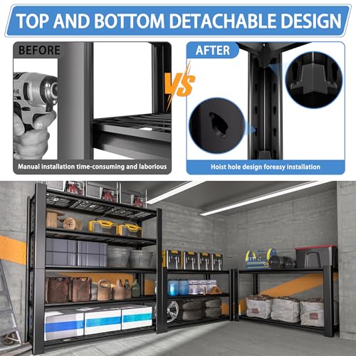 5-Tier Heavy Duty Garage Shelving Unit with Wire Shelves, 3000 LBS Capacity Metal Storage Rack F76801