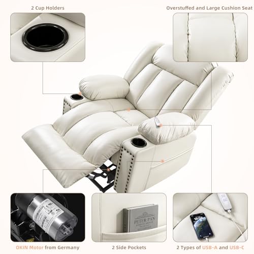 Large Power Lift Chair Recliner for Elderly with Heat and Massage, Dark Brown W500