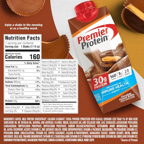 Premier Protein Cafe Latte Shake, 30g Protein, 11 fl oz, 12 Pack A19679