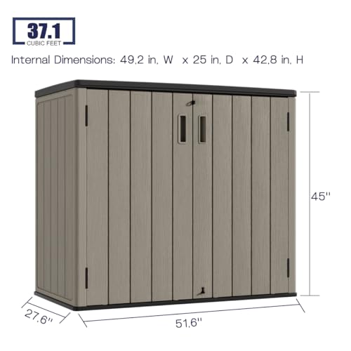 KINYING Outdoor Vertical Storage Shed 57 Cu.ft Waterproof Lockable Brown C842304