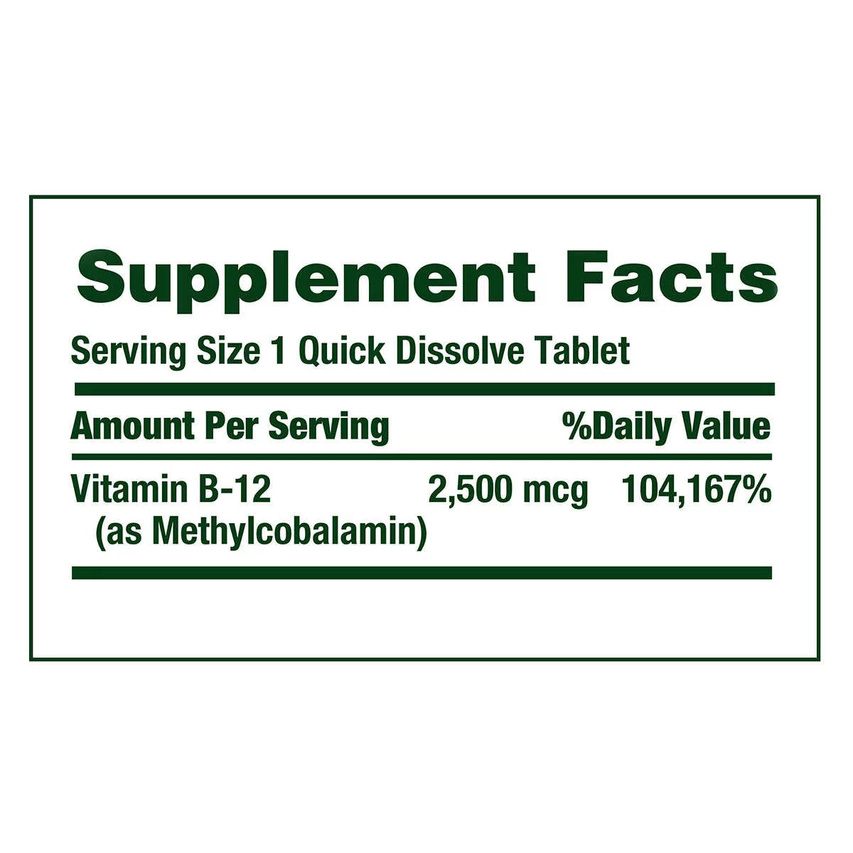 Nature's Bounty Vitamin B-12 2500 mcg Quick Dissolve Tablets O230